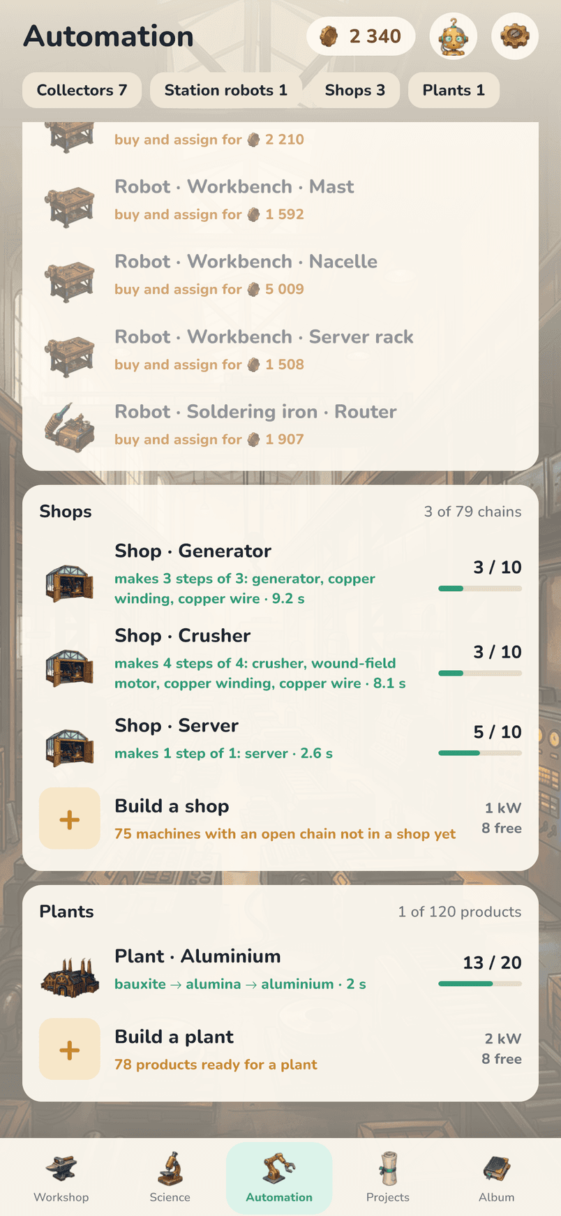 Shops build machines from blueprints