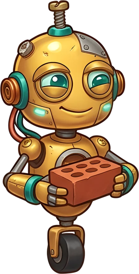 WINT, the helper robot from TechLab, holding a brick.